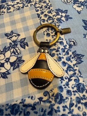Coach Bee Keychain - Yellow, Black & White